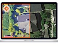 Ein Bildschirm zeigt das Ergebnis des AI Aerial Optimiser der Photovoltaik-Planungssoftware Solar Monkey.