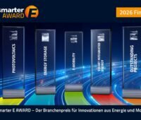 Grafik zeigt die fünf Kategorien zur Verleihung des The Smarter E Awards 2026.