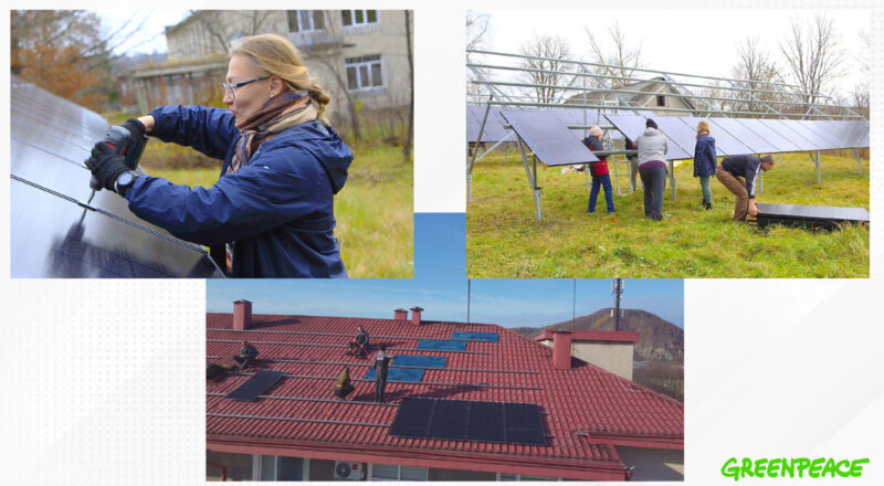 Frauen installieren PV-Anlagen in der Ukraine