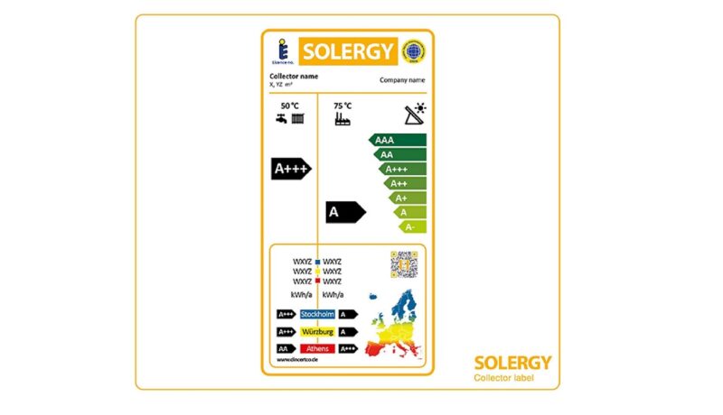 Im Bild das Solergy-Zeichen für Solarkollektoren.
