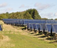 Zu sehen ist eine Solarthermie-Freiflächenanlage im dänischen Braedstrup. Im IEA SHC Task 55 beschäftigen sich Wissenschaftler:innen mit solchen Solarthermie-Großanlagen.
