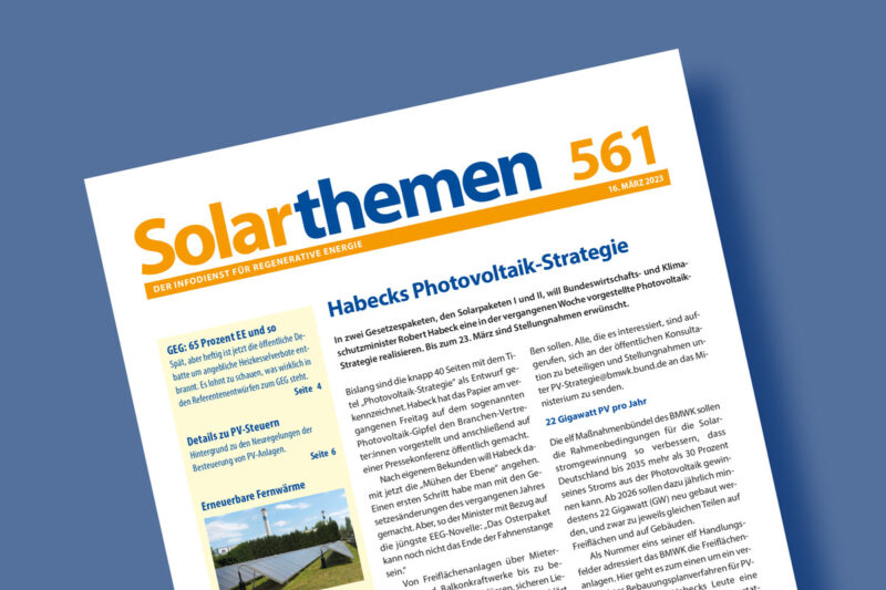 Titelseite der Solarthemen-Ausgabe Nr. 561