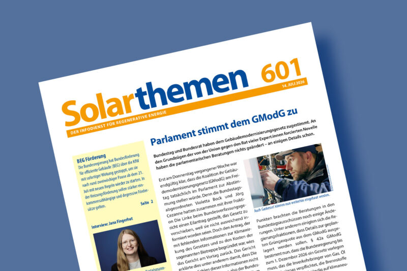 Titelseite der Solarthemen-Heftes Nr. 601
