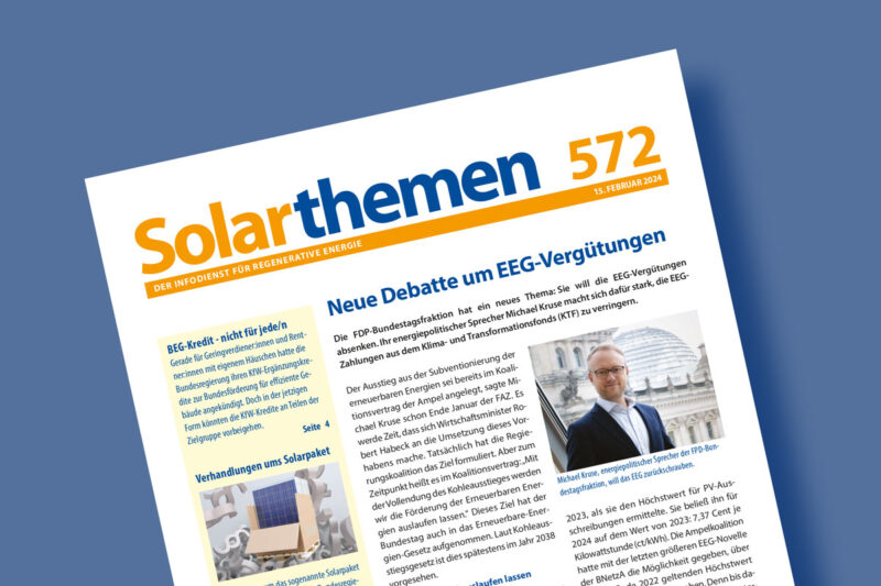 Titelseite der Solarthemen-Ausgabe Nr. 572