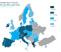 Grafik zeigt Pro-Kopf-Installationen aller einzelner EU-Länder Ende 2024.