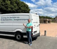 Thomas Rudert, Standortleiter von Solarwatt in Leipzig, vor dem Völkerschlachtdenkmal.
