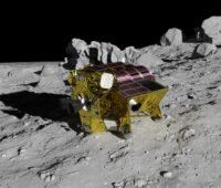 Im Bild das Raumfahrzeug SLIM, das auf dem Mond gelandet ist und mit Solarzellen von Sharp ausgestattet ist.