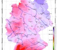 Zu sehen ist eine Deutschland-Karte mit der Sonneneinstrahlung in Deutschland im Mai 2023.