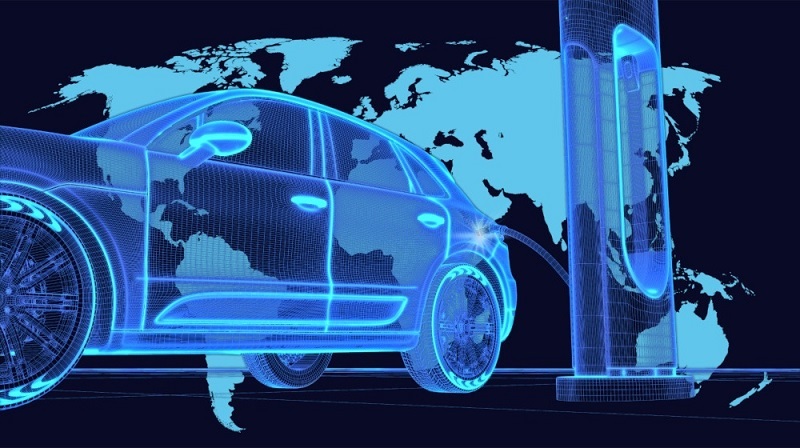 Zu sehen ist ein symbolisch dargestelltes Auto vor einer Weltkarte. Für den Batteriehersteller Farasis Energy ist Europa ein wichtiger Wachstumsmarkt.