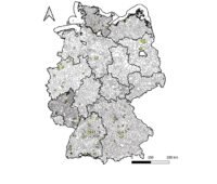 Im Bild eine Deutschlandkarte mit den ausgewerteten Kommunen, die kommunale Wärmeplanung setzt meist auf die Wärmepumpe.