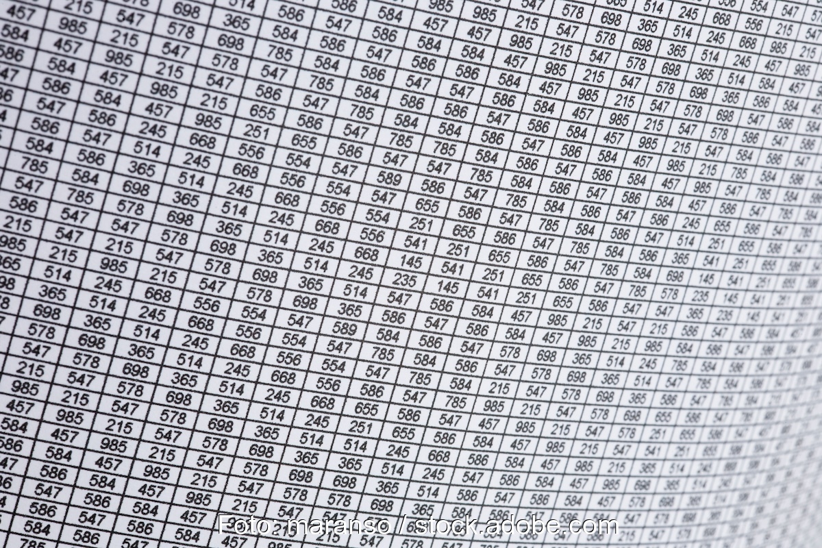 viele Zahlen auf weißem Papier - Symbol für Erneuerbare-Zubau 2023