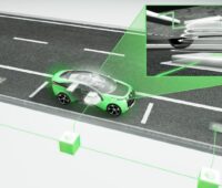 Zu sehen ist eine schematische Darstellung, die induktives Laden von E-Autos zeigt.