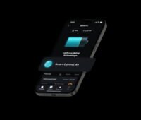 Smartphone mit App zum Beladen einer Batterie