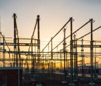 Umspannwerk im Sonnenuntergang