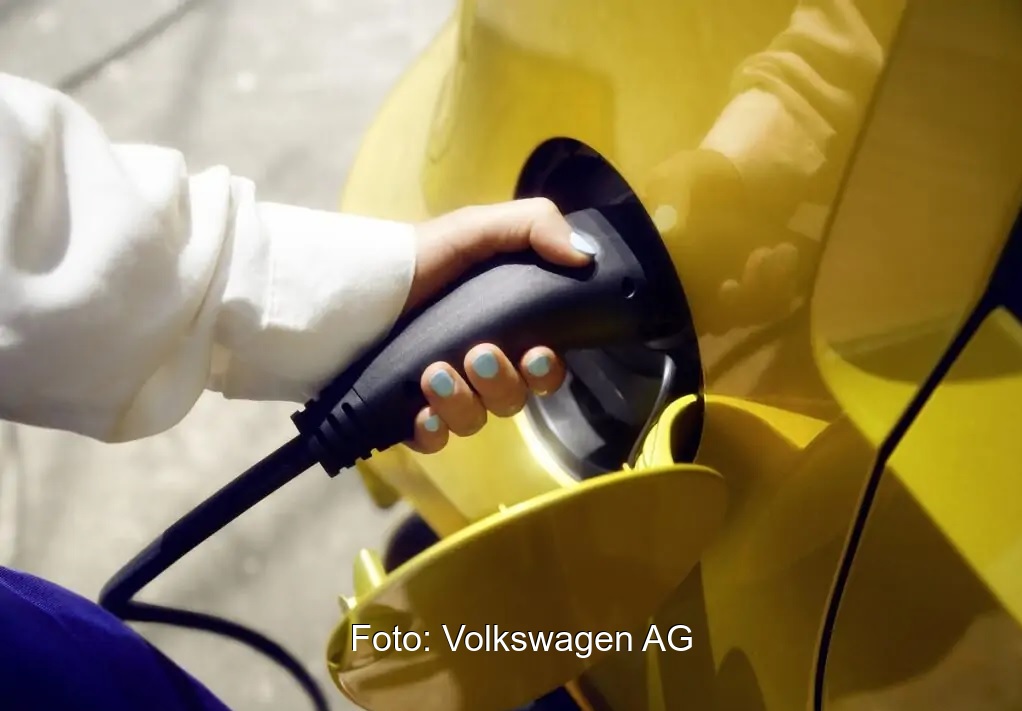 Zu sehen ist eine Frauenhand die das Ladekabel eines E-Autos hält. Ladeinfrastruktur für Elektroautos in Mehrfamilienhäusern braucht Förderung.