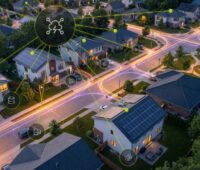 Grafik zeigt virtuelle Verbindungen von Häusern und Energiekomponenten.