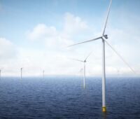 Windenergieanlagen im Meer, Vattenfall baut die Offshore-Windparks Nordlicht I und II in der deutschen Nordsee.