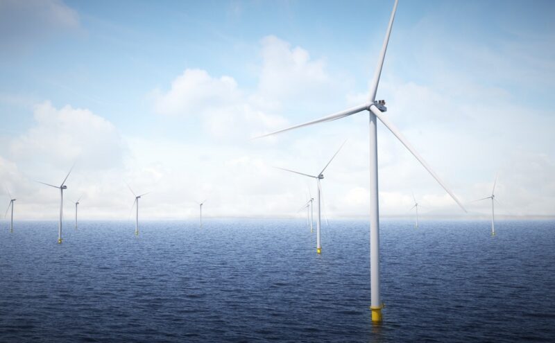 Windenergieanlagen im Meer, Vattenfall baut die Offshore-Windparks Nordlicht I und II in der deutschen Nordsee.