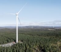 Zu sehen ist das Windkraftwerk Blakliden Fäbodberget von Vattenfall in Nordschweden.