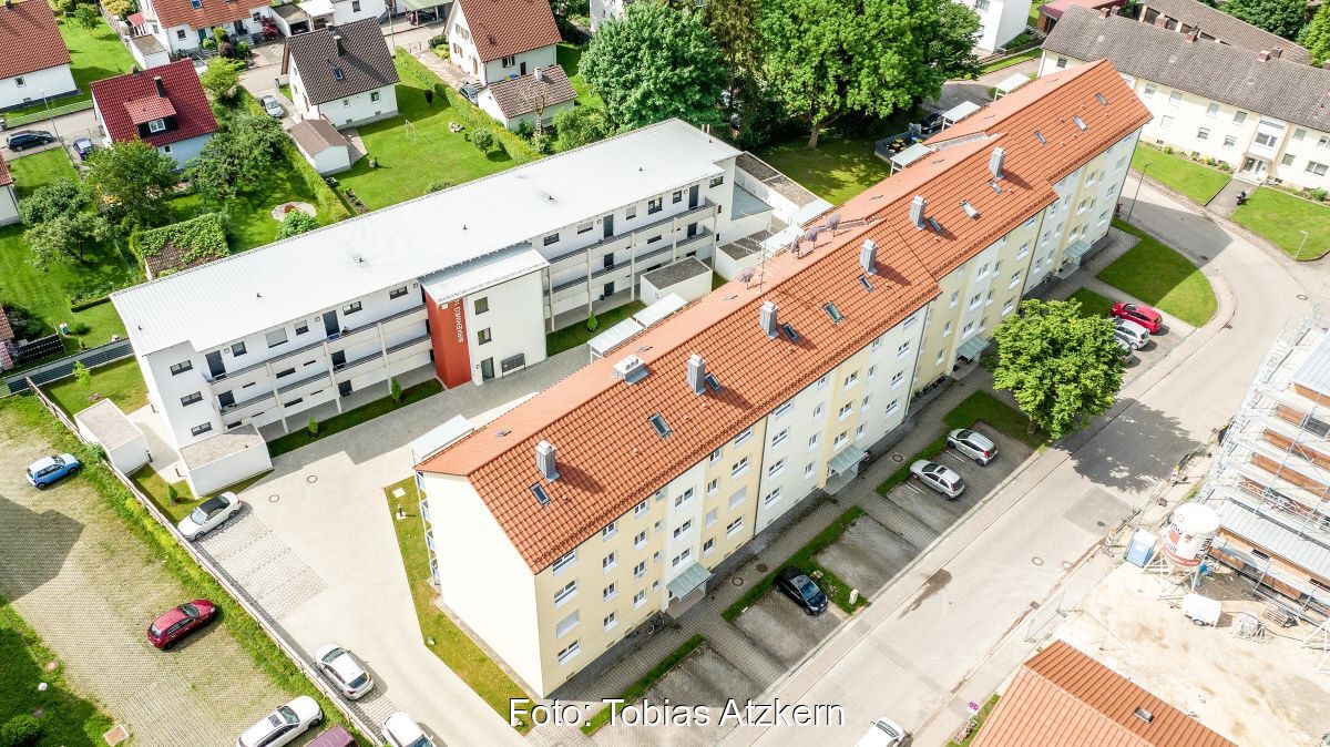 Luftbild von Wohnblocks