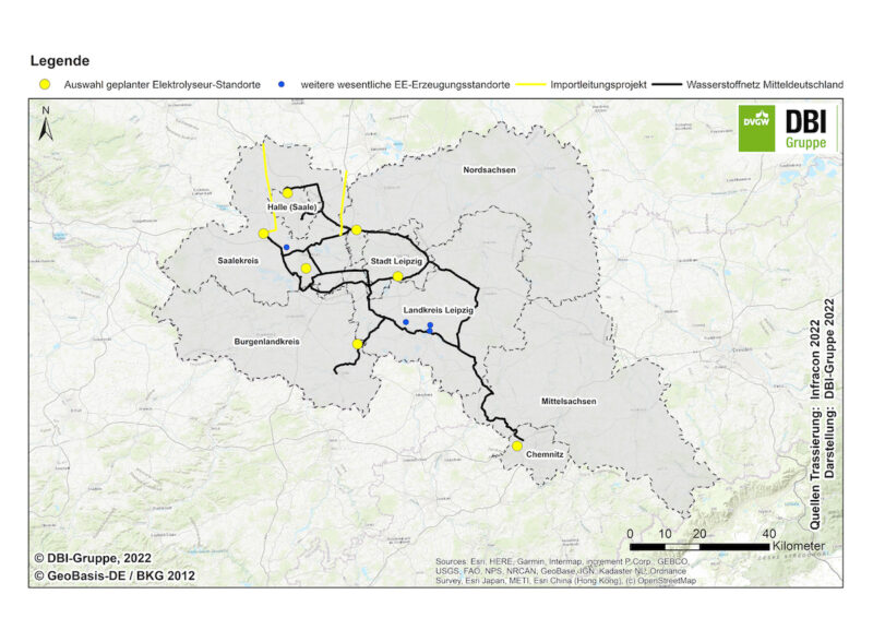 Das Bild zeigte eine Karte für das mögliche Wasserstoff-Netz Mitteldeutschland