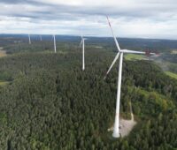 Windanlagen in einem Waldstück