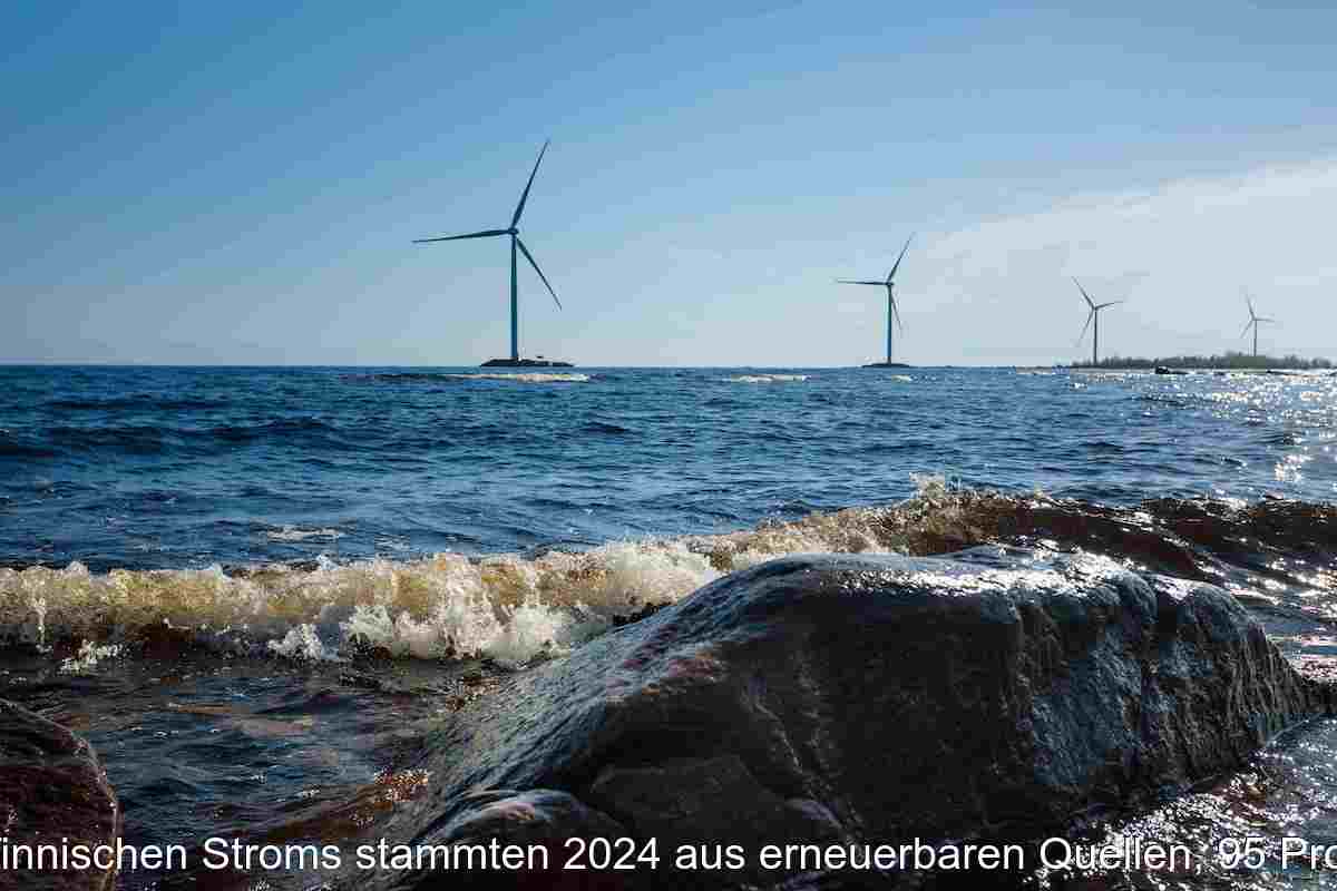 Windkraftanlagen Off-Shore vom Strand aus gesehen.
