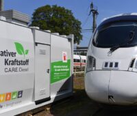 Zu sehen ist der Testzug advanced TrainLab der Deutschen Bahn.