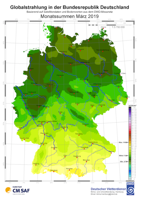 Solarstrahlung März 2019 Deutscher Wetterdienst