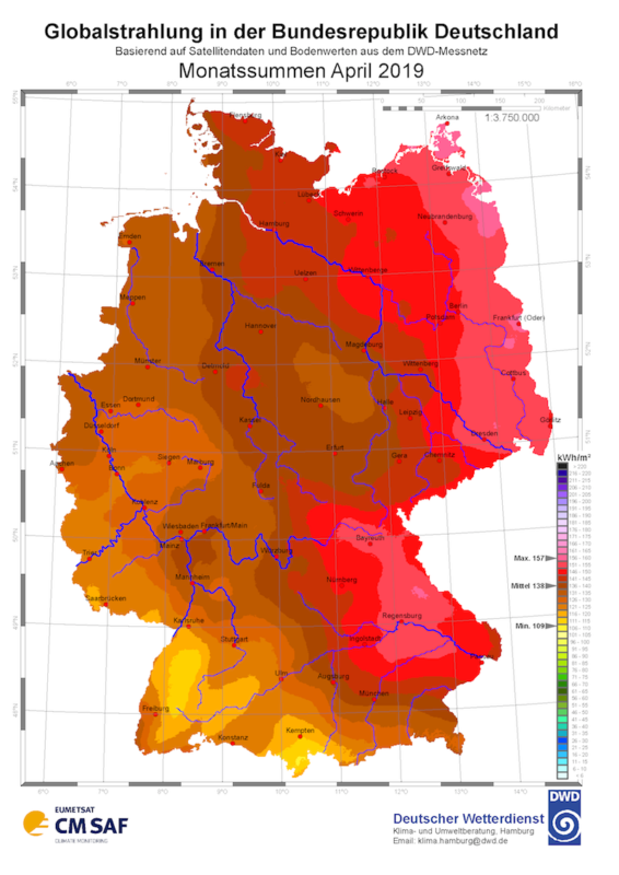 Strahlungsdaten April 2019 Deutscher Wetterdienst