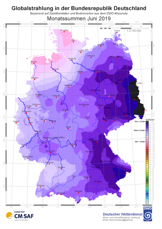 Strahlungsdaten Juni 2019 Deutscher Wetterdienst