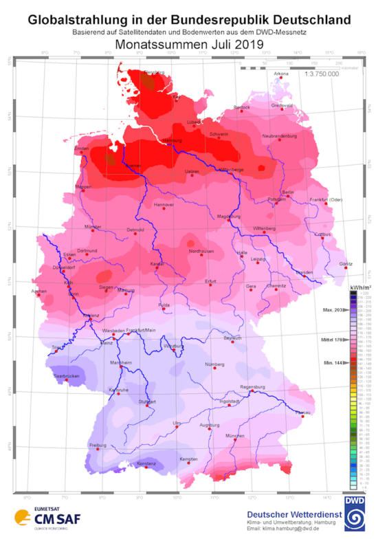 Strahlungsdaten Juli 2019 Deutscher Wetterdienst