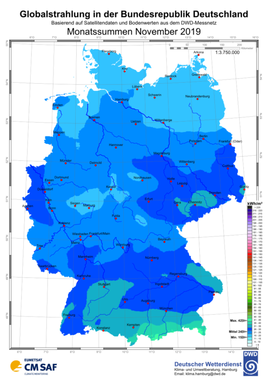 Sonneneinstrahlung November 2019 Deutscher Wetterdienst