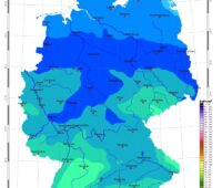 Eine Deutschland-Karte mit Zonen unterschiedlicher Sonneneinstrahlung
