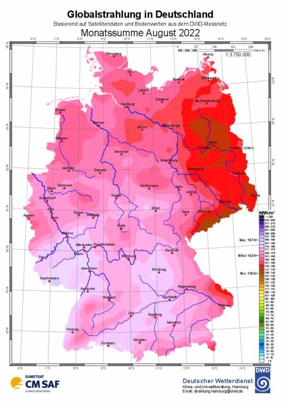 trahlungskarte für Deutschland im Juli 2022