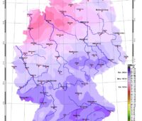 Deutschland-Karte mit der Sonneneinstrahlung im Juni 2025.