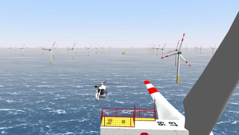 Grafik zeigt Drohne über Offshore-Windpark