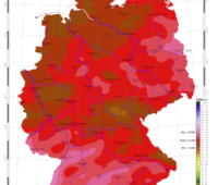 Strahlungskarte: Globalstrahlung in der Bundesrepublik Deutschland, Monatssummen August 2019