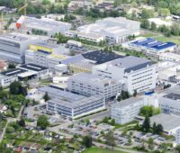 Luftaufnahme des ehemaligen Solarworld-Industriegebietes in Freiberg.