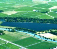 Großes Solarthermie-Kollektorfeld in Groningen - Luftbild Fotomontage