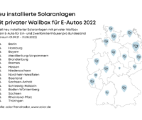 Grafik zeigt Deutschlandkarte mit Anteilen, wo wie viele Kunden PV zusammen mit einer Wallbox installieren lassen.